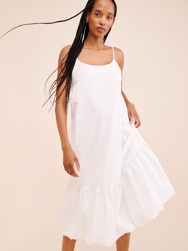 Anthropologie - Cloud White Poplin Midi Dress By Find Me Now